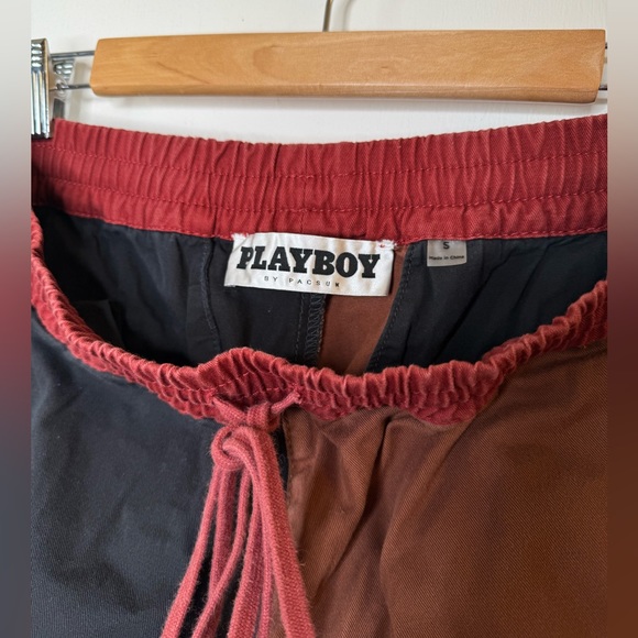 Playboy x PacSun Mens Small Color Block Pants Black & Brown Canvas Chino Pockets - Picture 5 of 6